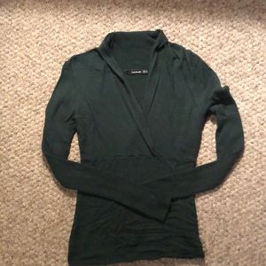 New PattyBoutik green wrap front sweater.